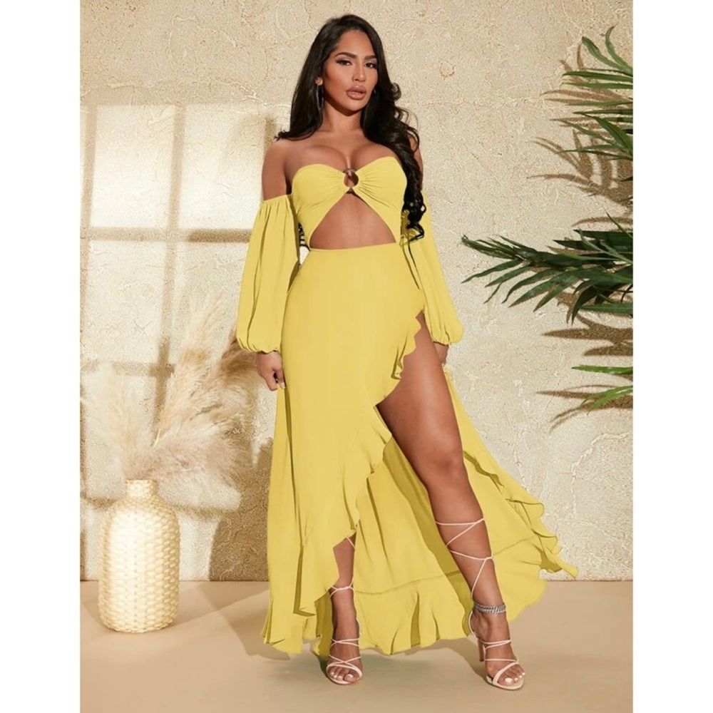 Off Shoulder Lantern Sleeve Dress